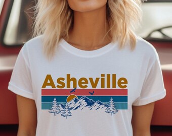 Asheville, North Carolina Shirt, Mountain Sunset Unisex Asheville T-Shirt - Personalization Available