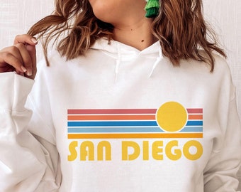Retro San Diego Hoodie: Unisex California Sweatshirt- Personalization Available