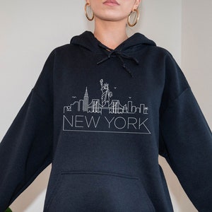 New York Hoodie, Adult Unisex Skyline New York, New York Hoodie Sweatshirt