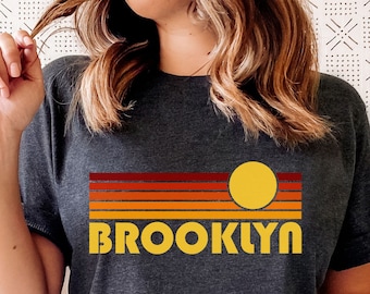 Brooklyn, New York Shirt, Retro Sunset Unisex Brooklyn T-Shirt - Personalization Available