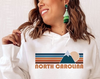 Retro North Carolina Hoodie: Mountain Unisex Sweatshirt