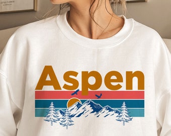 Aspen Colorado Retro Sunset Sweatshirt, Vintage Unisex Crewneck Sweatshirt, Aspen Gift, Everyday Style, Everyday Favorite