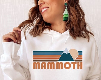 Mammoth, California Hoodie, Retro Mountain Unisex Mammoth Sweatshirt - Personalization Available