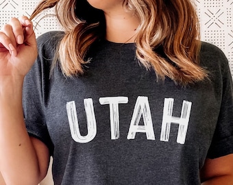 Utah T-shirt - Geschilderd tekst unisex Utah shirt - Personalisatie mogelijk
