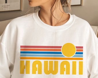 Hawaii Sweatshirt, Retro Sunset Unisex Hawaii Sweatshirt - Personalization Available
