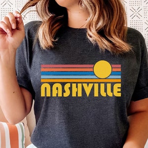 Nashville, Tennessee Shirt - Retro Sunset Unisex Nashville T-Shirt - Personalization Available