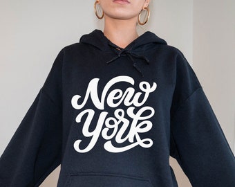 New York Hoodie: Handbeschriftetes Unisex-Sweatshirt
