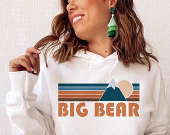 Big Bear, California Hoodie, Retro Mountain Unisex Big Bear Sweatshirt