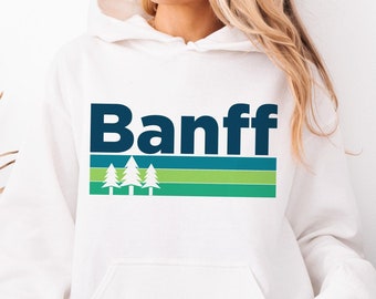 Banff Hoodie Retro Camping, Unisex Banff Alberta, Canada Hoodie/Sweatshirt - Personalization Available
