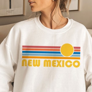 New Mexico Sweatshirt, Retro Sunset Unisex New Mexico Sweatshirt