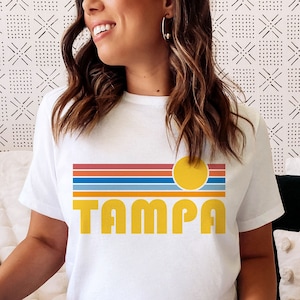 Tampa, Florida T-Shirt Retro Sunset, Adult Unisex Tampa T Shirt - Personalization Available