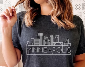 Minneapolis, Minnesota T-Shirt, Adult Unisex Skyline Minneapolis T Shirt - Personalization Available