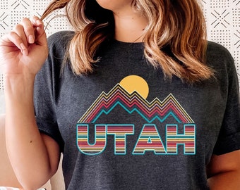 Retro Mountain Utah T-shirt: Unisex mjuk bomullströja