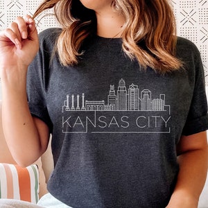Kansas City, Missouri T-Shirt, Adult Unisex Skyline Kansas City T Shirt - Personalization Available