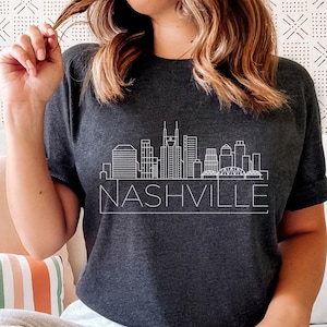Nashville, Tennessee T-Shirt, Adult Unisex Skyline Nashville T Shirt - Personalization Available