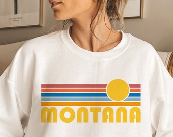 Montana Sweatshirt, Retro Sunset Unisex Montana Sweatshirt