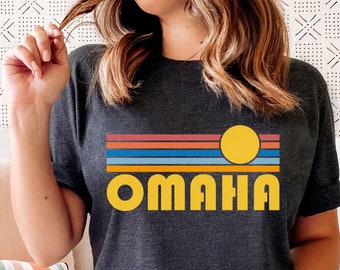 Omaha, Nebraska Shirt, Retro Sunset Unisex Omaha T-Shirt