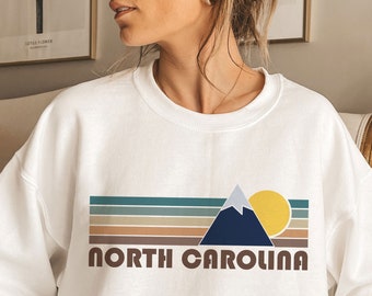 Retro North Carolina Sweatshirt: Unisex Mountain Crewneck