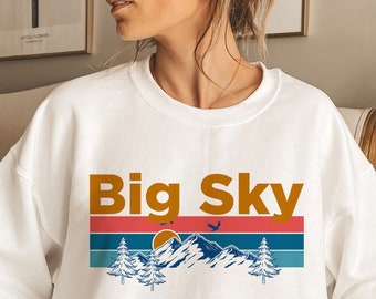 Sudadera unisex de cuello redondo Big Sky Montana: Mountain Sunset