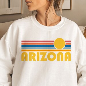 Retro Arizona Sweatshirt: Unisex Crewneck with Sunset Graphic
