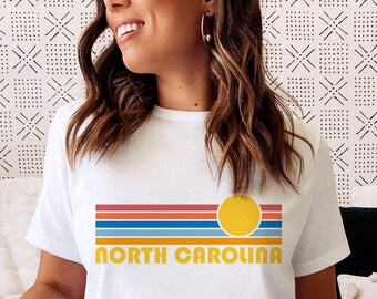 Retro Sunset North Carolina T-Shirt: Unisex Travel Tee