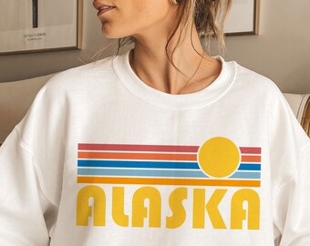 Retro Alaska Sweatshirt: Unisex Crewneck with Sunset Design