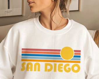 San Diego, California Sweatshirt, Retro Sunrise Unisex San Diego Sweatshirt