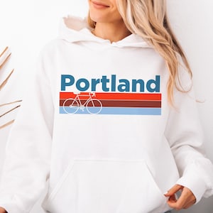 Portland, Oregon Hoodie, Retro Bike Erwachsene Unisex Portland Hoodie / Kapuzen-Sweatshirt - Personalisierung verfügbar