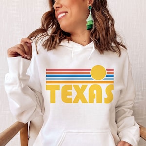 Texas Hoodie, Retro Sunrise Unisex Texas Sweatshirt - Personalization Available