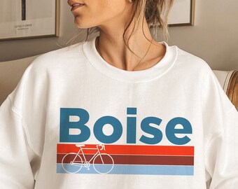 Retro Boise Idaho Sweatshirt: Unisex Bike Graphic