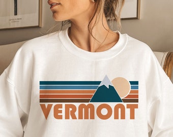Vermont Sweatshirt, Unisex Retro Mountain Vermont Sweatshirt