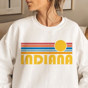 Indiana Sweatshirt, Retro Sunset Unisex Indiana Sweatshirt - Personalization Available