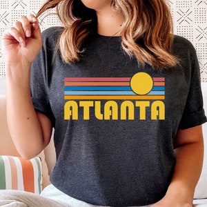 Atlanta, Georgia T-Shirt Retro Sunset, Adult Unisex Atlanta T Shirt - Personalization Available