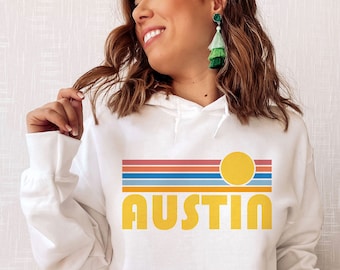 Austin, sudadera con capucha de Texas, sudadera retro Sunrise Unisex Austin