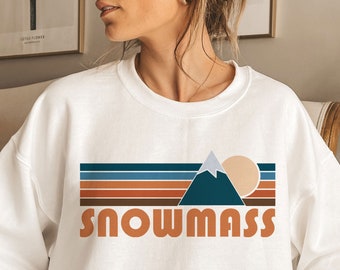 レトロ スノーマス コロラド スウェットシャツ：ユニセックス マウンテン クルーネック