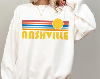 Retro Nashville Tennessee Sweatshirt: Unisex Sunrise Design