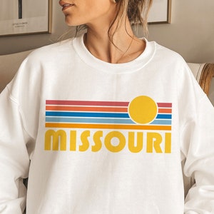 Missouri Sweatshirt, Retro Sunset Unisex Missouri Sweatshirt - Personalization Available