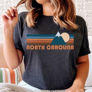 North Carolina T-Shirt, Retro Mountain Unisex North Carolina Shirt - Personalization Available