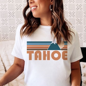 Camiseta Tahoe, California, camiseta unisex retro de montaña Tahoe (personalizable)