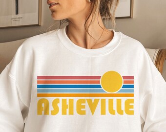 Retro Asheville North Carolina Sweatshirt: Unisex Rundhals