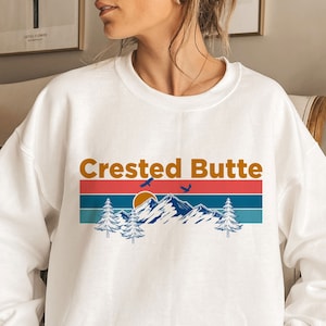 Crested Butte Colorado Sweatshirt: Mountain Sunset Unisex Crewneck