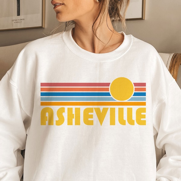 Asheville, North Carolina Sweatshirt, Retro Sunset Unisex Asheville Sweatshirt