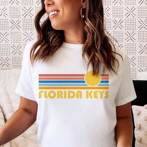 Florida Keys, Florida T-Shirt Retro Sunset, Adult Unisex Florida Keys T Shirt - Personalization Available