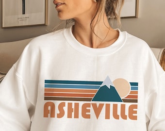 Asheville North Carolina Sweatshirt: Retro Berge Rundhalsausschnitt