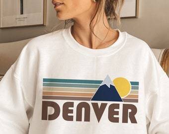 Moletom retrô Denver Colorado: gola redonda unissex Mountain
