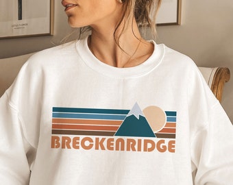 Breckenridge Sweatshirt, Unisex Retro Mountain Crewneck Breckenridge Sweatshirt