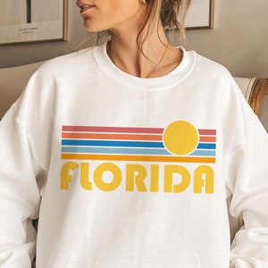 Retro Florida Sweatshirt: Unisex Crewneck with Sunset Design