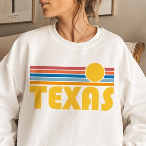 Texas Sweatshirt, Retro Sunset Unisex Texas Sweatshirt