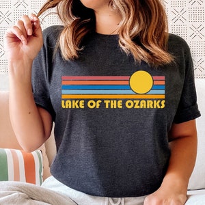Lake of the Ozarks, Missouri T-Shirt Retro Sunset, Adult Unisex Lake of the Ozarks T Shirt - Personalization Available