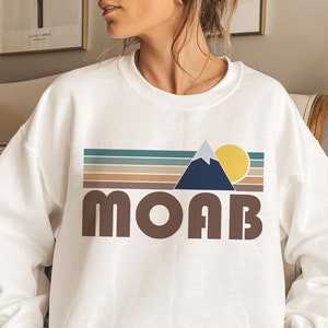 Moab Utah Sweatshirt: Retro Mountain Unisex Crewneck